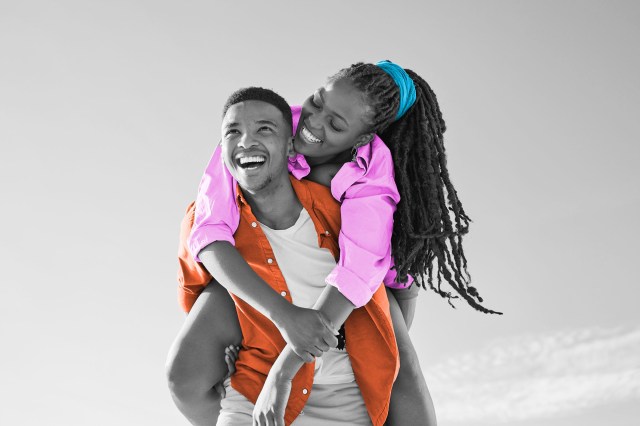 Couple laughing together