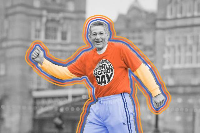 Ashrita Furman posing for Guinness World Records