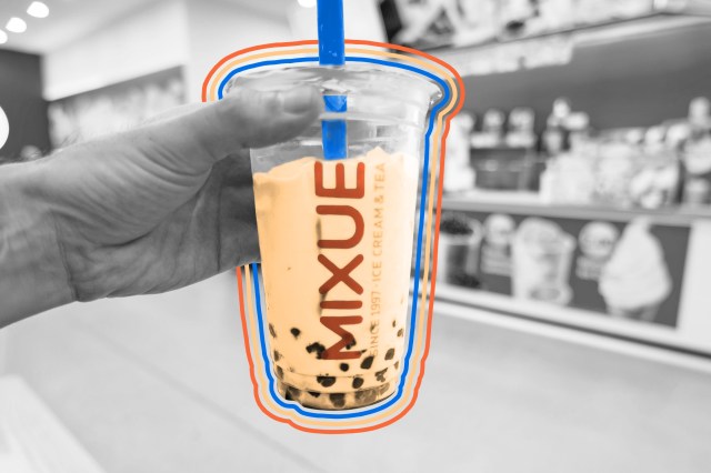 Bubble tea in Mixue shop in Asia