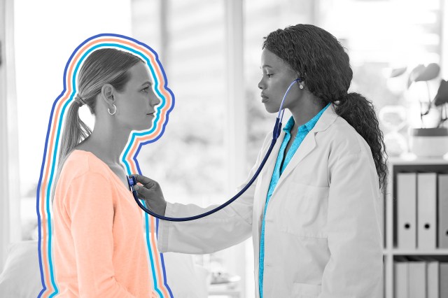 Doctor listening to patient breathing