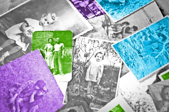 Jumbled assortment of old family photos
