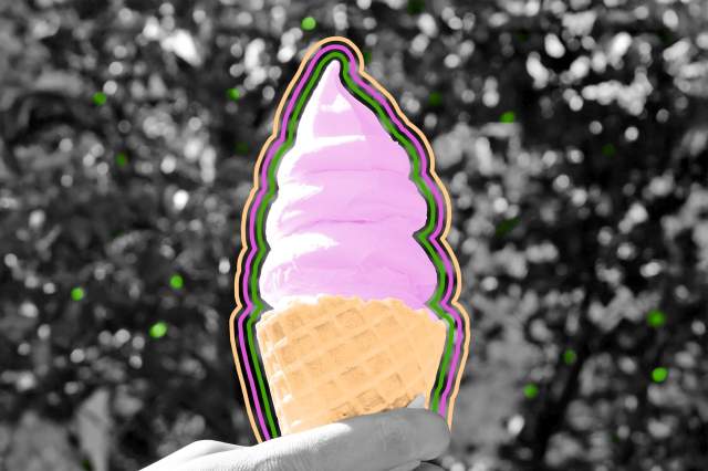 Large soft serve ice cream in a cone