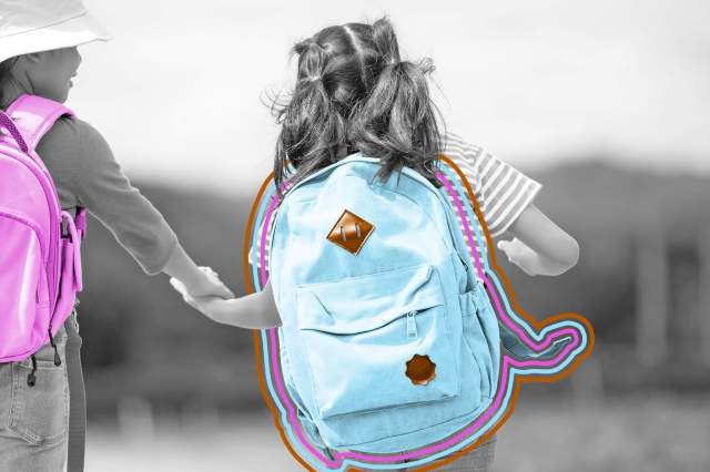 Child wearing backpack